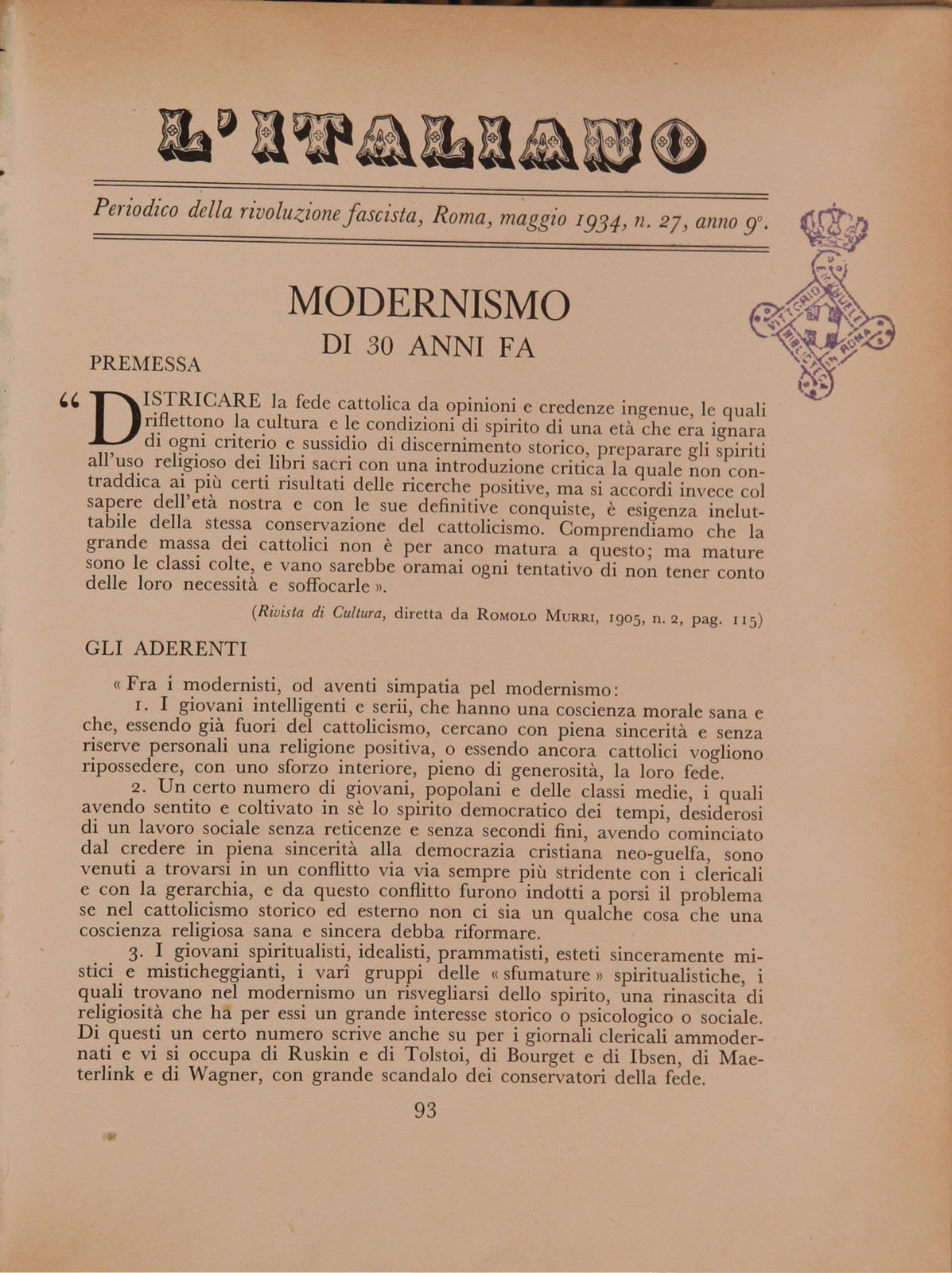 L'Italiano -  9 (1934), n. 27, p. 147-148